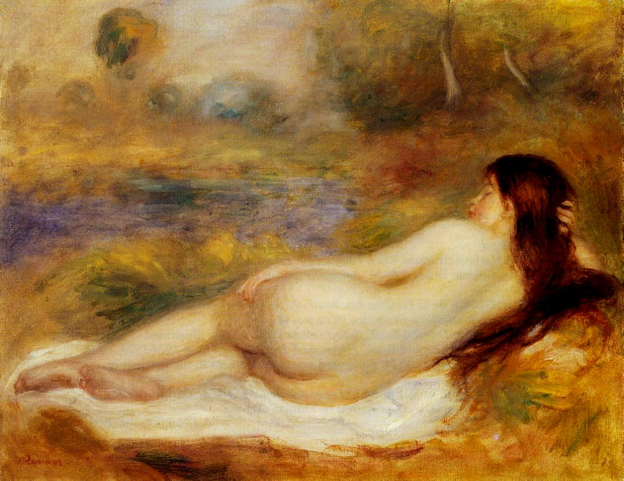Nude Reclining on the Grass - Pierre-Auguste Renoir painting on canvas
